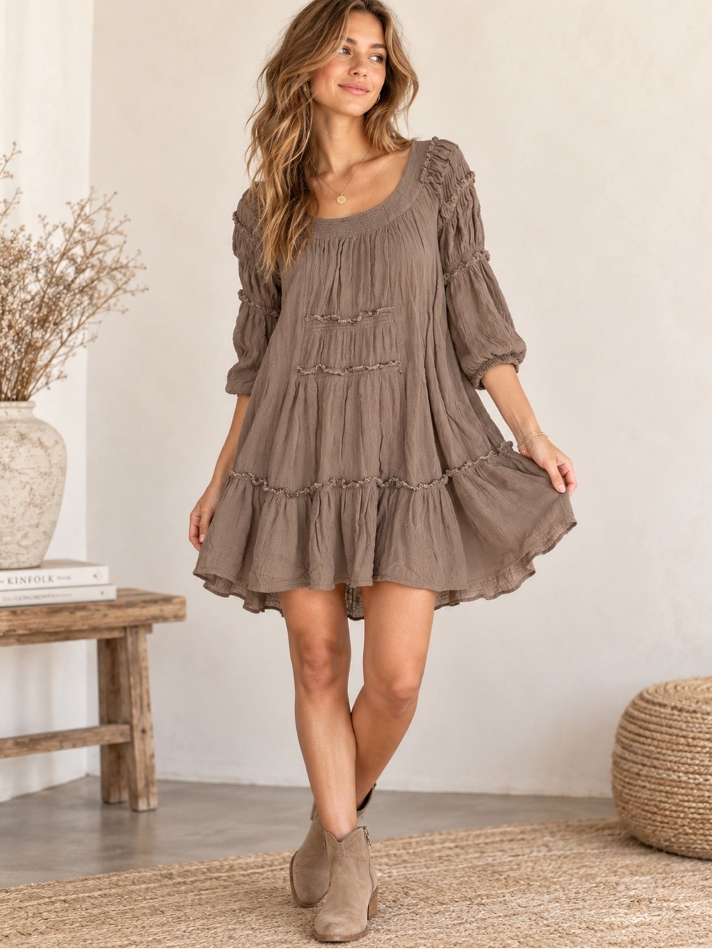 Free People Boho Babydoll Mini Dress